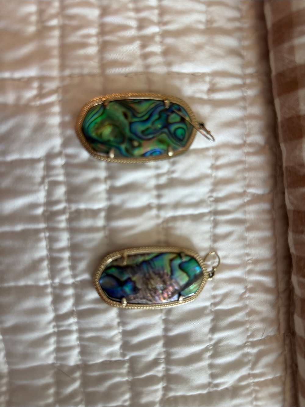 Kendra Scott Iridescent Abalone Green Blue Drop Earrings